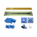 Profilitec Showertec Shower Drain Kit w/ Offset Outlet - Bonding Flange Channel Body, Grate Cover, Waterproofing Band, and Putty Knife