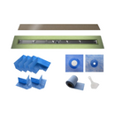 Profilitec Showertec Shower Drain Kit w/ Center Outlet - Bonding Flange Channel Body, Grate Cover, Waterproofing Band, and Putty Knife