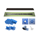 Profilitec Showertec Shower Drain Kit w/ Center Outlet - Bonding Flange Channel Body, Grate Cover, Waterproofing Band, and Putty Knife