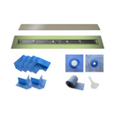 Profilitec Showertec Shower Drain Kit w/ Center Outlet - Bonding Flange Channel Body, Grate Cover, Waterproofing Band, and Putty Knife