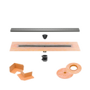 All-in-one Linear Waterproof Shower Drain Kit - Center Outlet Channel Body with Grate Assembly, Square Design, Greige, Cream, Dark Antracite, Pewter, Ivory, Bronze, or Stone Grey Finish