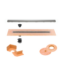 All-in-one Linear Waterproof Shower Drain Kit - Off-set Outlet Channel Body with Grate Assembly, Square Design, Greige, Cream, Dark Antracite, Pewter, Ivory, Bronze, or Stone Grey Finish