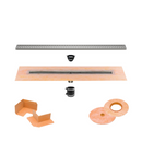 All-in-one Linear Waterproof Shower Drain Kit - Center Outlet Channel Body with Grate Assembly, Square Design, Greige, Cream, Dark Antracite, Pewter, Ivory, Bronze, or Stone Grey Finish