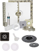 Laticrete HYDRO BAN 9243-3260-CDK Waterproofing Shower Kit 32 inch x 60 inch with 4 inch Grate, 2 inch Bonding Flange, Putty Knife, and Recessed Light