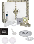 Laticrete HYDRO BAN 9243-3260-CDK Waterproofing Shower Kit 32 inch x 60 inch with 4 inch Grate, 2 inch Bonding Flange, Putty Knife, and Recessed Light