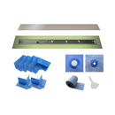 Profilitec Showertec Shower Drain Kit w/ Offset Outlet - Bonding Flange Channel Body, Grate Cover, Waterproofing Band, and Putty Knife