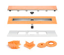 All-in-one Linear Waterproof Shower Drain Kit - Tileable-Channel Body with Grate Assembly