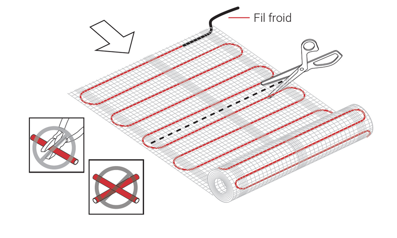 Nuheat Mesh Electric Radiant Floor Heating Kit: nVent Heating Cable 240V Pre-Attached To Adjustable Adhesive Mat with Nuheat Thermostat