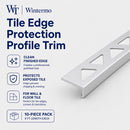 Wintermo Tile Edge Protection Profile Trim, 10-Piece Pack, 8 Ft Length, Metal Tile Edging for Wall and Floor Tile Finishing