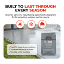 ARDEX K 301 Exterior Self-Leveling Concrete Topping, Fast-Drying Cement Underlayment for Interior & Exterior Floors, Freeze-Thaw Resistant, High-Strength Concrete Resurfacer - 50 lb (22.7 kg) Bag, Gray (12435)