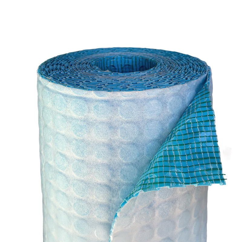 Bardalas Premium Uncoupling Waterproofing Crack Isolation Membrane, 54 Sq Ft Roll, with Fiber Reinforcement Mesh, Vapor Management Underlayment, No-Curl Translucent Floor Mat for Tile and Stone Floors