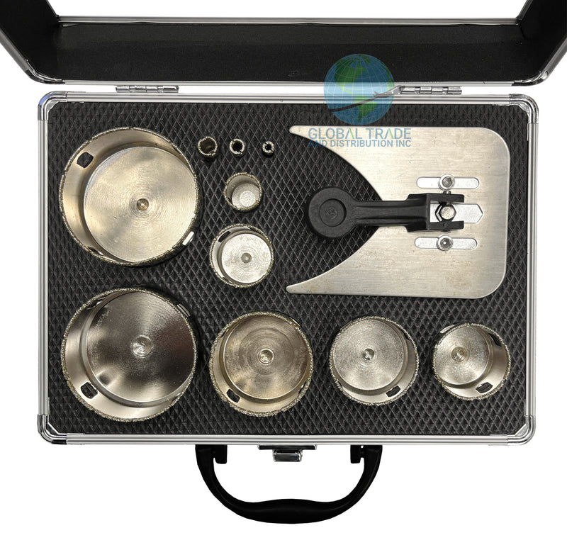 DTA Diamond Hole Saw Kit, Heavy Duty Electroplated Diamond Bits, Steel Universal Drill Guide