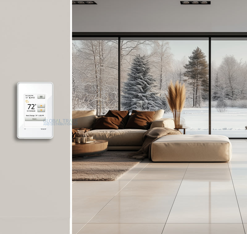 Schluter Systems Ditra-Heat-E-WiFi Thermostat with Floor Sensor - Ideal for Home Floor Heating - Programmable Touchscreen, Energy Monitoring, App-Controlled - DHERT104/BW