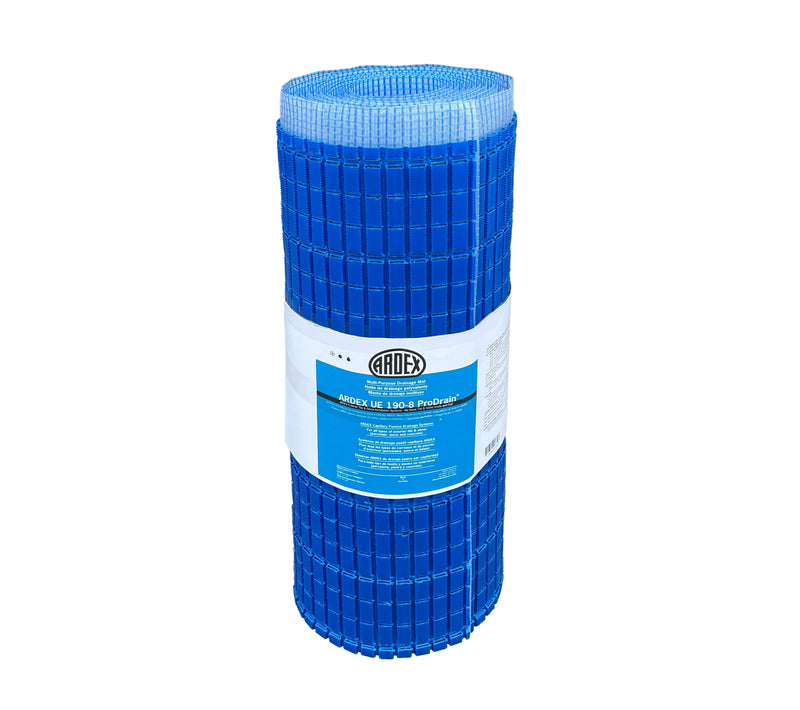 Ardex UE 190-8 ProDrain Drainage Membrane Rolls, 108 Sq Ft, Mats for Exterior Applications