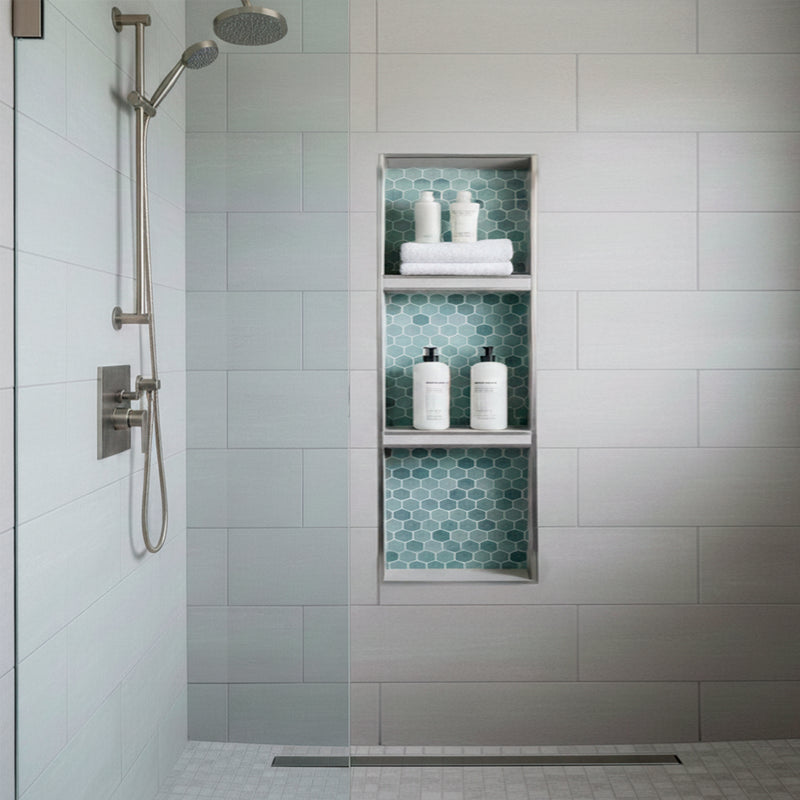 Wedi "Lean" Prefabricated Durable Polystyrene Building Panel Waterproof Shower Niche, 16 Inch x 42 Inch, with Adjustable Removable Shower Shelf, for Tiled Shower Surrounds, US3000024