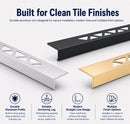 Wintermo Tile Edge Protection Profile Trim, 10-Piece Pack, 8 Ft Length, Metal Tile Edging for Wall and Floor Tile Finishing