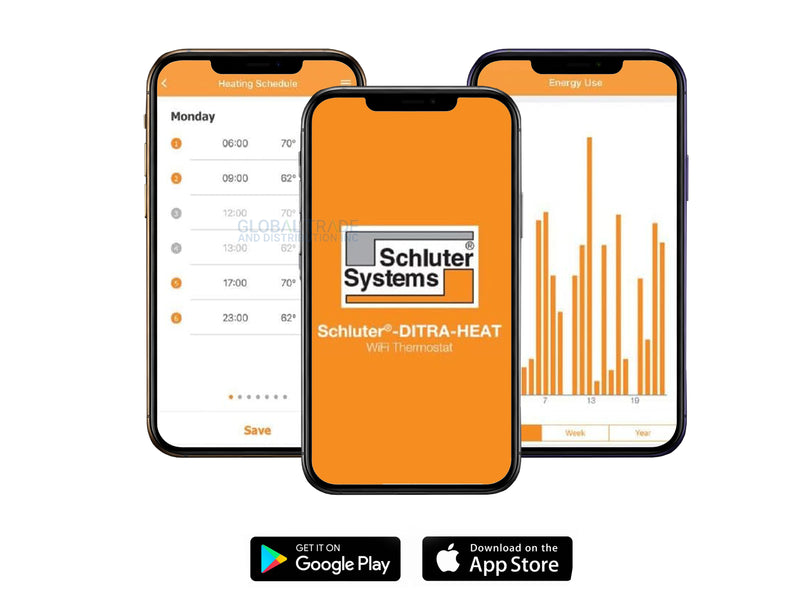 Schluter Systems Ditra-Heat-E-WiFi Thermostat with Floor Sensor - Ideal for Home Floor Heating - Programmable Touchscreen, Energy Monitoring, App-Controlled - DHERT104/BW