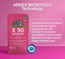 Ardex X 90 Outdoor Microtec, Rapid-set, Cement-based Flexible Thinset Mortar, 40 Lb (18 Kg) Bag, Freeze and Thaw Resistant Flooring Underlayment for Stone, Ceramic Tile for Exterior Applications, Gray, 25930