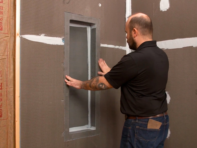 Wedi "Lean" Prefabricated Durable Polystyrene Building Panel Waterproof Shower Niche, 16 Inch x 42 Inch, with Adjustable Removable Shower Shelf, for Tiled Shower Surrounds, US3000024