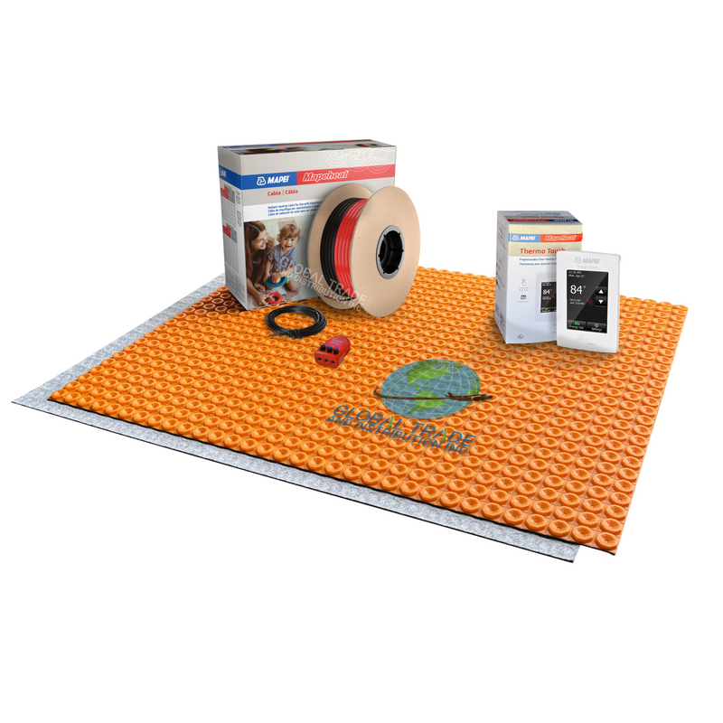 Mapei Mapeheat Electric Radiant Floor Heating Kit with DUO Membrane, Thermostat, Underfloor Heat Cable and Safe Installation Tools