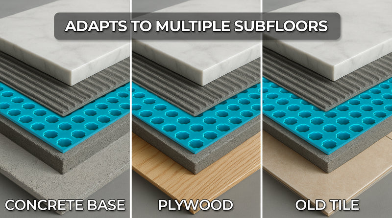 Bardalas Uncoupling Waterproofing Membrane 54 Sq Ft Roll, 1/8'' Anti-Fracture Mat, Crack Isolation Flooring Underlayment for Bathroom Floor Tile, Subfloor