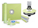 Profilitec Showertec Complete Waterproof Shower Kit with 72" x 72" Center Tray, Drain Kit, Curb, Foiltec Membrane System and 4" Drain Cover for Tile-Ready Shower Installations
