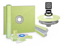 Profilitec Showertec Complete Waterproof Shower Kit with 48" x 48" Center Tray, Drain Kit, Curb, Foiltec Membrane System and 4" Drain Cover for Tile-Ready Shower Installations