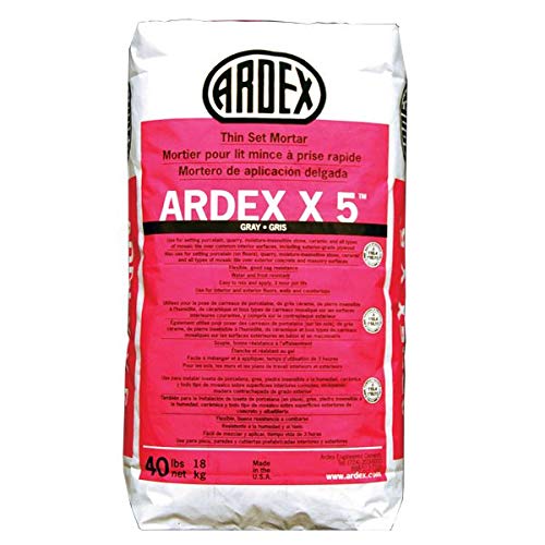 Ardex X 5 Flexible Mortar, 40 Lbs Bag, Versatile, Polymer-modified, Water Resistant Flooring Underlayment for Interior and Exterior use, Gray (64 Bags Skid)