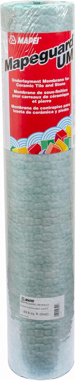 Mapei 2850905 Mapeguard UM 1/8 Inch Thick Uncoupling Crack Isolation and Waterproofing Membrane Underlayment Roll, 54 Sq Ft