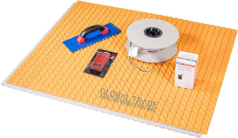 Mapei Mapeheat Radiant Floor Heating Kit 240 Volt Includes - Ditra Duo Membrane, Thermostat, Heat Cable and Safe Installation Tools