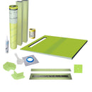 Profilitec Waterproof Linear Shower Kit: 52"x44" Off-set Shower Pan (Tray), Center Outlet Channel Body Drain and Tileable Cover