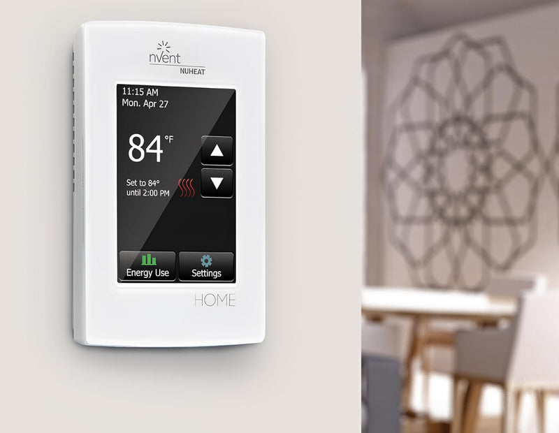 nVent Nuheat Home AC0056 Programmable Touchscreen Thermostat, for Radiant Heated Floors, 120V/ 240V Cables, with an Extra OJ Electronics Floor Heating Temperature Sensor and Built-in GFCI