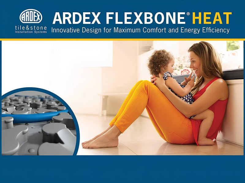 ARDEX FLEXBONE HEAT Radiant Floor Heating Kit (240 V)- Includes Membrane, Heat Cable, Programmable Thermostat UH 931, Safe Installation Tools