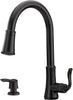 Pfister Cagney 1-Handle Pull-Down Kitchen Faucet with Soap Dispenser in Matte Black