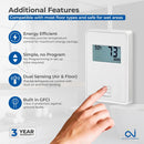 OJ Microline Thermostat with Built-in GFCI UTN4-4999. Non Programmable Thermostat for Radiant Floor Heating System, Dual Sensing and Dual Voltage 120v & 240v Capabilities. Includes Floor Sensor