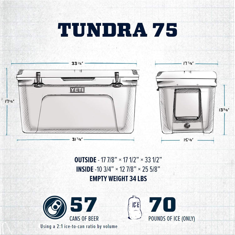 YETI Tundra 75 Hard Cooler, Functional, Rugged, Heavy and Luggable ...