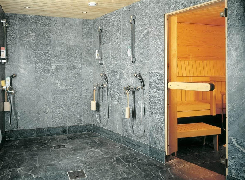Schluter Systems Waterproof Shower Kit with 38"x60" Off-set Tray, 2" ABS Flange and 4" Drain Cover in Classic Style with Stainless Steel Finish, KSK9651525SABSE