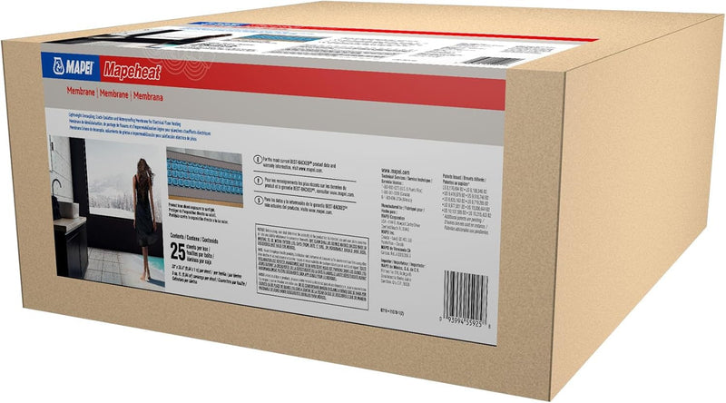 Mapei Mapeheat, 7/32" Thick, Lightweight, Uncoupling, Crack Isolation and Waterproofing Membrane Underlayment Mat, 9 Sq Ft (0.84 Sq M) Sheet, for Radiant Floor Heating System Installation, 2855925