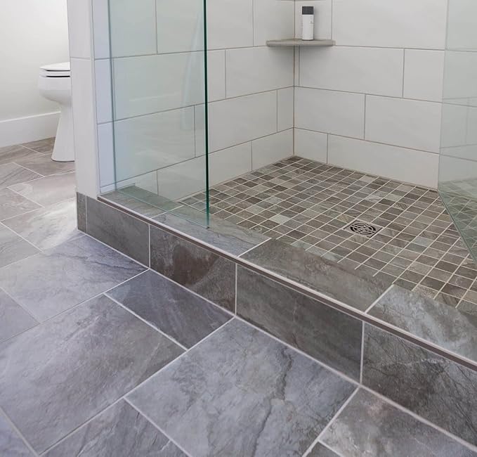 Schluter Systems Waterproof Shower Kit with 38"x60" Off-set Tray, 2" PVC Flange and 4" Drain Cover in Classic Style with Stainless Steel Finish, KSK9651525SPVCE
