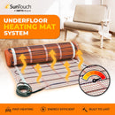 SunTouch TapeMat Electric Under Floor Heating Mat with 1/8" Thick Cable, 240 V, Open-Weave Orange Mesh for Commercial and Residential, Installs Beneath Tile, Stone, Laminate