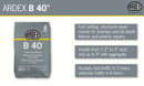 Ardex B 40 Trench Fast-Setting, Horizontal Concrete Repair Mortar, 50 lbs Bag, 45777
