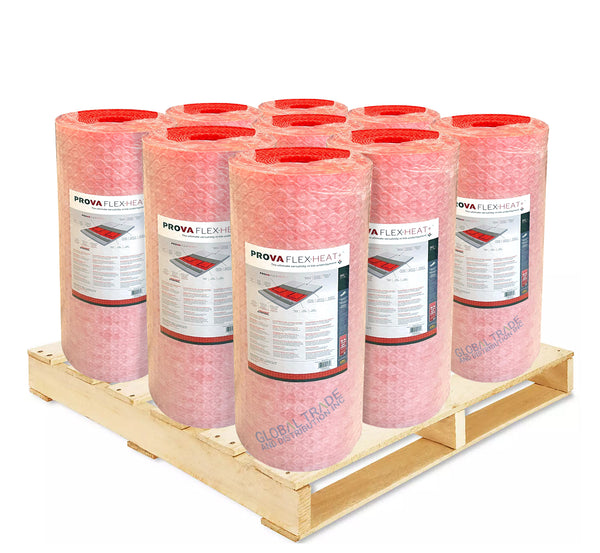 Prova TT8006RED15 Flex-Heat, Lightweight Floor Heating Uncoupling Waterproofing Membrane, 161 Sq Ft Roll, Underlayment for Radiant Heating Systems, Ceramic Tile and Natural Stone Tile (9 Rolls Bundle)