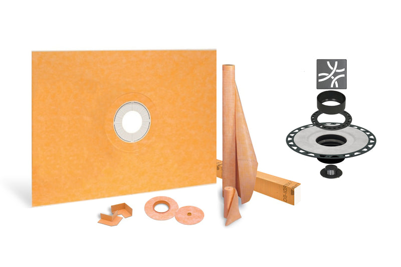 All-in-one Waterproof Shower Kit with 36"x48" Center Tray, 2" Flange and 4" Drain Cover