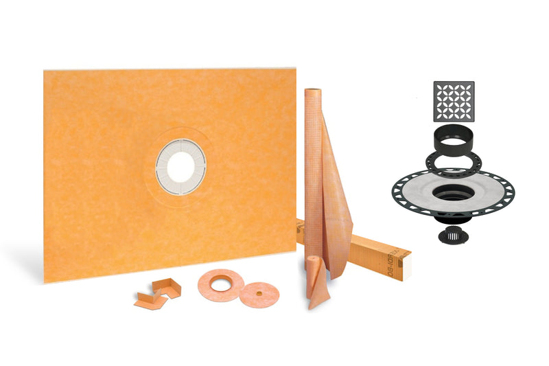 All-in-one Waterproof Shower Kit with 48"x72" Center Tray, 2" Flange and 4 " Drain Cover