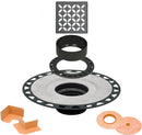 All-in-one Shower Drain Kit with 2" ABS or PVC Bonding Flange, 4" Grate Assembly
