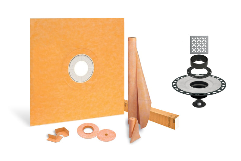 All-in-one Waterproof Shower Kit with 36"x36" Center Tray, 2" Flange and 4" Drain Cover