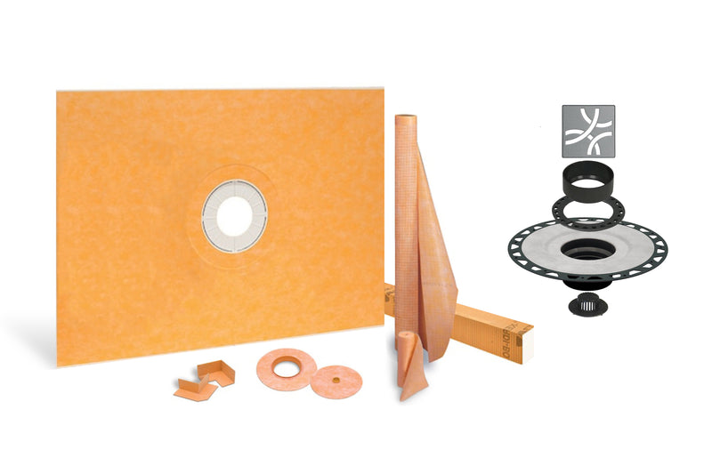 All-in-one Waterproof Shower Kit with 48"x72" Center Tray, 2" Flange and 4 " Drain Cover