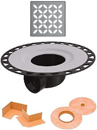 All-in-one Shower Drain Kit with 2" Horizontal ABS Bonding Flange, 4" Grate Assembly