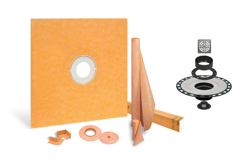 All-in-one Waterproof Shower Kit with 38"x38" Center Tray, 2" Flange and 4 " Drain Cover