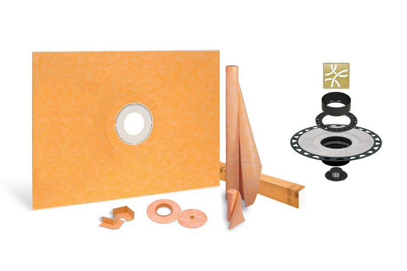 All-in-one Waterproof Shower Kit with 36"x48" Center Tray, 2" Flange and 4" Drain Cover